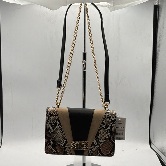 Aldo Handbags - Aldo Snake Print Crossbody Bag with Black and Tan Accents